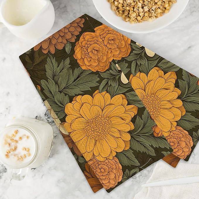 Vintage Floral Flowers Hand Towels,Set of 2 Absorbent Bath Towel Kitchen Dish Towel Home Gym Hotel Bathroom Decor,16x24 Inches