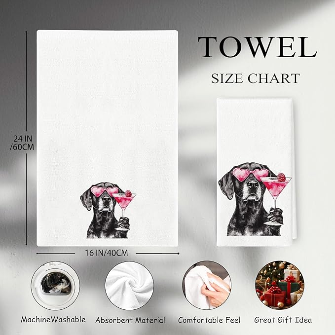 Labrador Dog Kitchen Towels - Labrador Retriever Cocktail Lovers Gifts, Bar Towels for Bartender, Funny Black Labrador Hand Towels Dish Towels for Kitchen Bar, 16x24 Inch