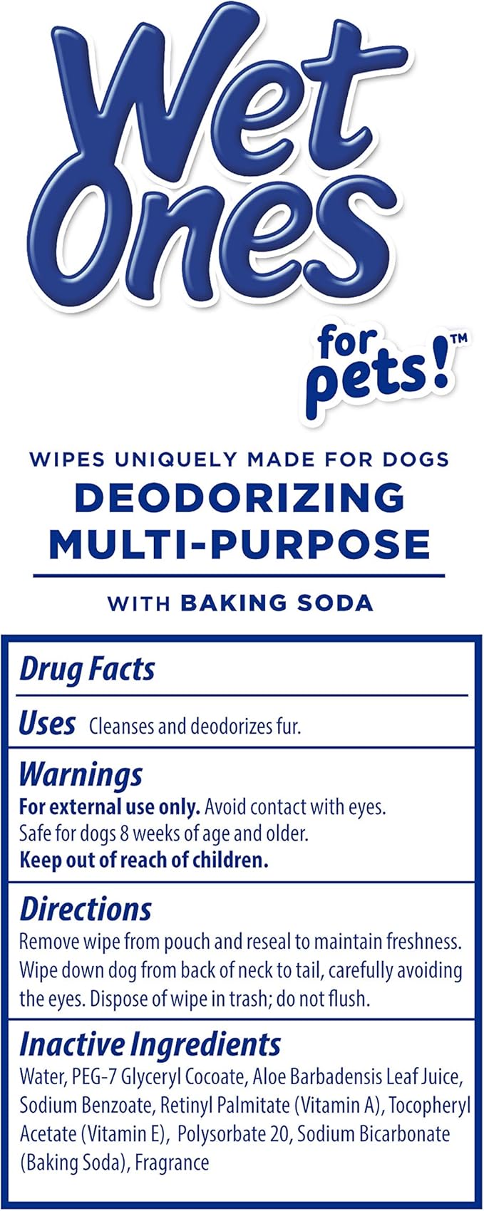 Wet Ones for Pets Deodorizing Multipurpose Dog Wipes with Baking Soda, Tropical Splash Scent - Deodorizing Dog Grooming Wipes with Wet Lock Seal, 100 Count - 12 Pack