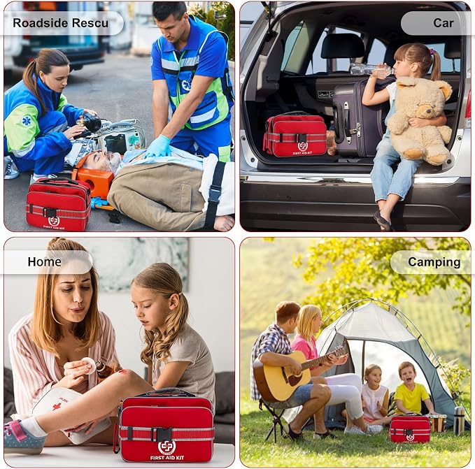 Gevoke Professional 500 Piece Emergency First Aid Kit for Home, Car | Large Complete Medical Kit for Travel, Camping, Truck, Hiking, Sports, Office, Vehicle & Outdoor Emergencies