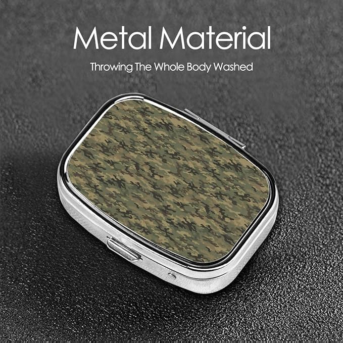 Portable Medicine Case Mini Pill Holder Vitamin Organizer Purse Pocket Essential Business Trip, Military Camouflage