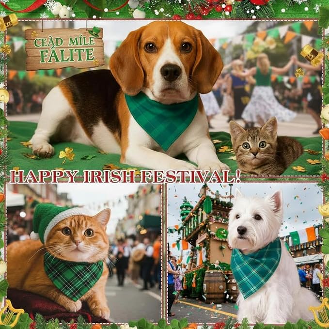 Abbylike 50 Pcs Christmas Plaid Dog Bandanas Bulk Red and Green Gingham Bandanas for Dogs Triangle Kerchief Bib Scarf for Pet Xmas Party Costume Photo Props Accessories, 25 Styles(25.6 x 17.7 x 17.7)