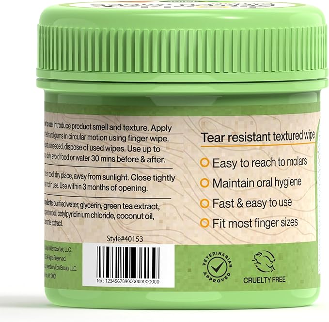 Dr. Oakley Yukon Vet Pet Teeth Cleaning Wipes for Dogs & Cats Bad Breath & Plaque Removal (Mint Flavor)