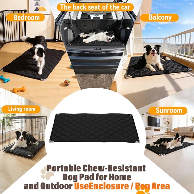 Brobear 35" x 22"Chew Proof Crate Pad for Aggressive Chewers | 35" x 22",With Reinforced Metal Edges and Metal Rings, Suitable for Stubborn Chewers and Puppies in Teething Stage Suitable