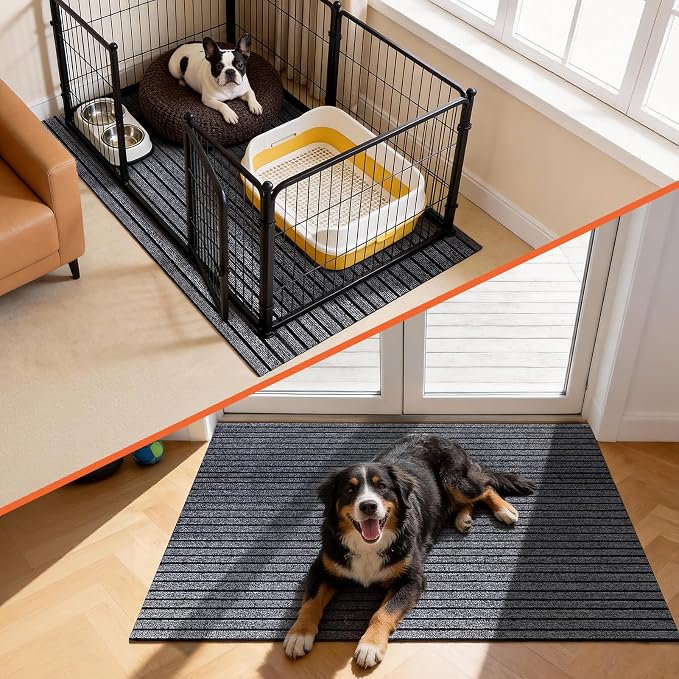 46" X 60" Mat for Under Dog Crate,Pad Dog Crate Mat Liner Floor Protector Washable Absorb Non-Slip Waterproof for Kennel Training, Protects Floors Easy Clean Cuttable