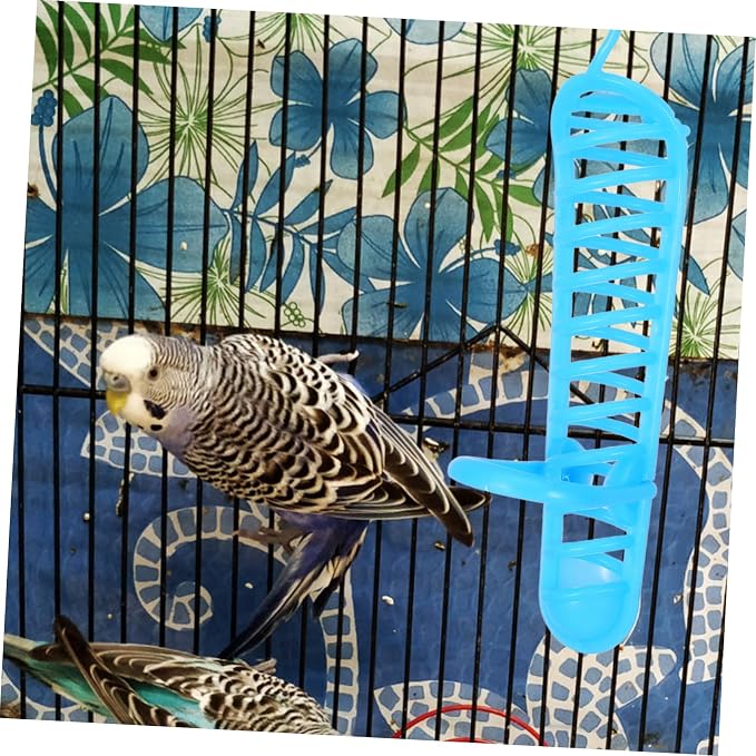Toyvian Parrot Food Rack Durable Hanging Fruits Feeding Device with Safety Lock Easy to Install Stand Rack for Parrots and Birds Blue