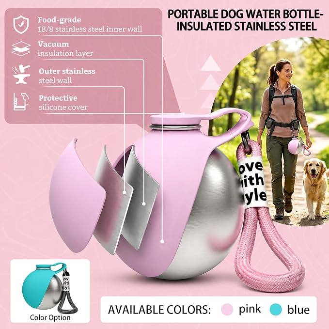 Portable Pet Water Bottle & Collapsible Dog Bowls Spill Proof Water Dispenser Cat Food Container & Dog Treat Holder, Small Size Pet Supplies Travel Accessories for Puppy