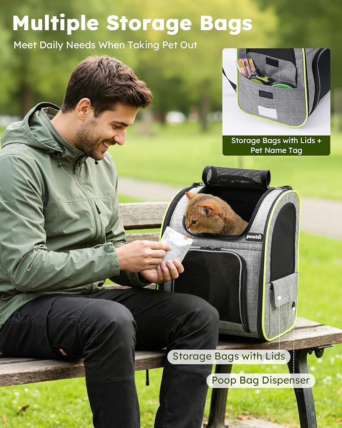 pecute Cat Backpack Expandable, Cat Carrier Backpack with Breathable Window | Durable Oxford Cloth, Lockable Zipper,Use for Pet Under 11 lbs to Travel