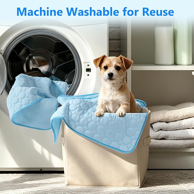 MCEAST 2 Pcs Cat Cooling Mat 20" x 16" Self Cooling Pad for Smal Dogs Cats Non-Slip Cool-Chill Mats Summer Pet Blanket with Storage Bag Washable Cool Pet Pad for Floor Sofa Car Travel, Small