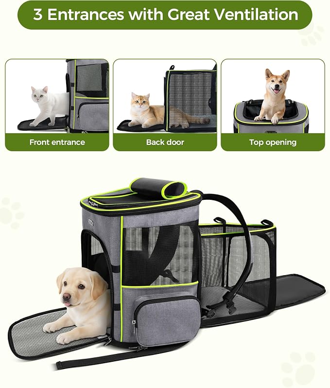 BAGLHER Dog Carrier Bag,Airline Approved Soft Side Pet Travel Rolling Small Medium Dog Carrier with Fleece Pad for Hiking Picnic Grey