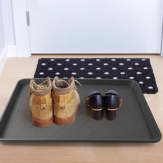Boot Tray for Entryway Indoor, Heavy Duty Shoe Mat Tray 2 Packs, 23"x15.5" Waterproof Shoe Trays with Raised Edge, Outdoor Multi-Purpose Mat for Boots, Shoes, Garden, Pets