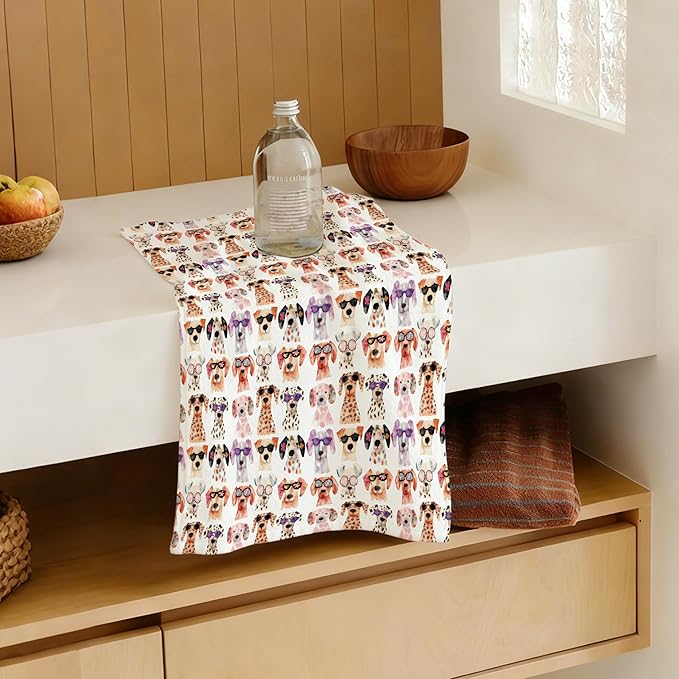 Trendy Funny Dalmatian Dog Kitchen Towels Decorative, Dalmatian Dog Lover Mom Dad Owner Gifts Hand Tea Towels for Bathroom, Pet Lover Gifts Dish Towel Dishcloth, 16x24 Inch