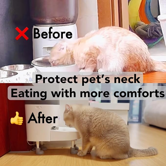 Pet Food Stand for Cats and Dogs Neck Health, Elevated Cat Feeding Station for 99% Automatic Pet Feeder & Water Dispenser