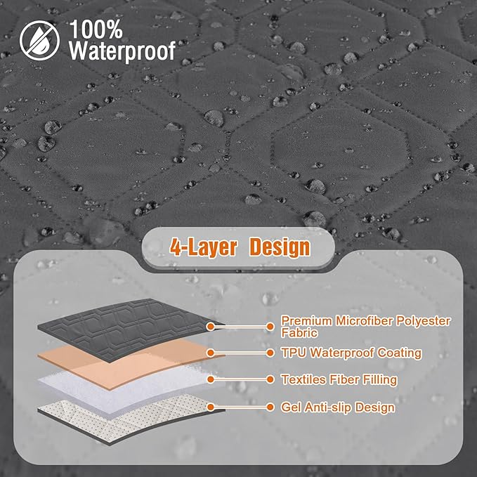 VANSOFY Waterproof Loveseat Couch Cover for Pets, Charcoal Gray, 47.2" | Non-Slip, Washable, Utility Pockets, Pet Friendly, Furniture Protector Slipcover for 2 Cushion Couch