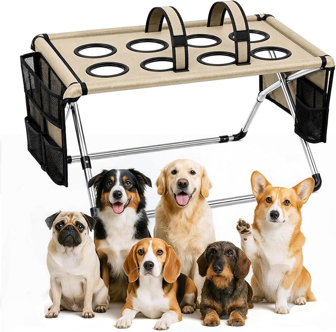 Foldable Dog Grooming Table, Pet Hammock with Stand for Small Dogs & Cats