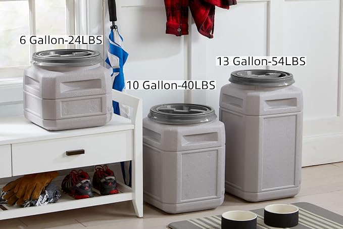 Mighty Tuff Airtight Dog Food Storage Container – 10 Gal, up to 40 lb Capacity – Cat and Dog Food Container with Twist Lid & Handles – BPA-Free, Made in USA