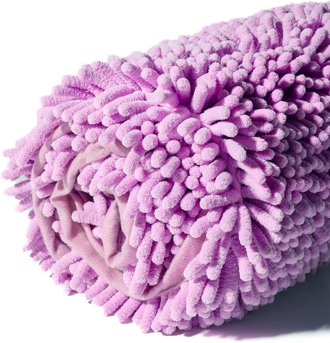 Patas Lague Absorbent Dog Towel for Drying Dogs Large, 35''x15'' Extra Large Microfiber Quick Drying Pet Bath Towel with Hand Pockets, Machine Washable Pet Shammy Lilac