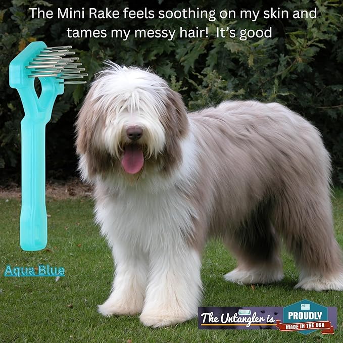 Mini-Rake V-Shaped with 1" Long Double-Row Rotating Teeth (AquaBlue)
