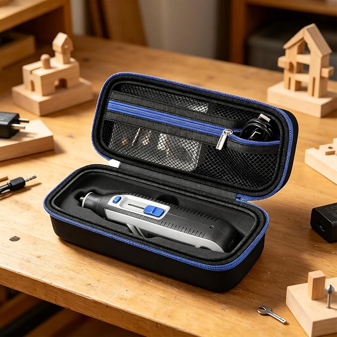 Boobowl Dremel Case for 7760 PawControl and Lite Rotary Tool, Case Only | Organized Storage for Tool, Charger and Accessories, Ideal for Dog Nail Care, Crafts, Repairs and Travel - Blue Zipper