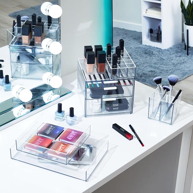 iDesign The Sarah Tanno Collection Plastic Lipstick Organizer, 8" x 4" x 2", Clear