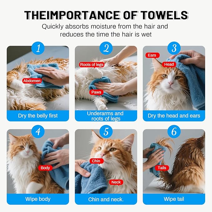 Automatic Pet Hair Dryer Box, 70L Dual Motor Fans Blower for Cats and Small Dogs, 360ยฐ Drying, Temperature Control, Self-Dryer Boxes with 4 Adjustable Speed Settings & 5 Drying Modes, 5 Towels, White