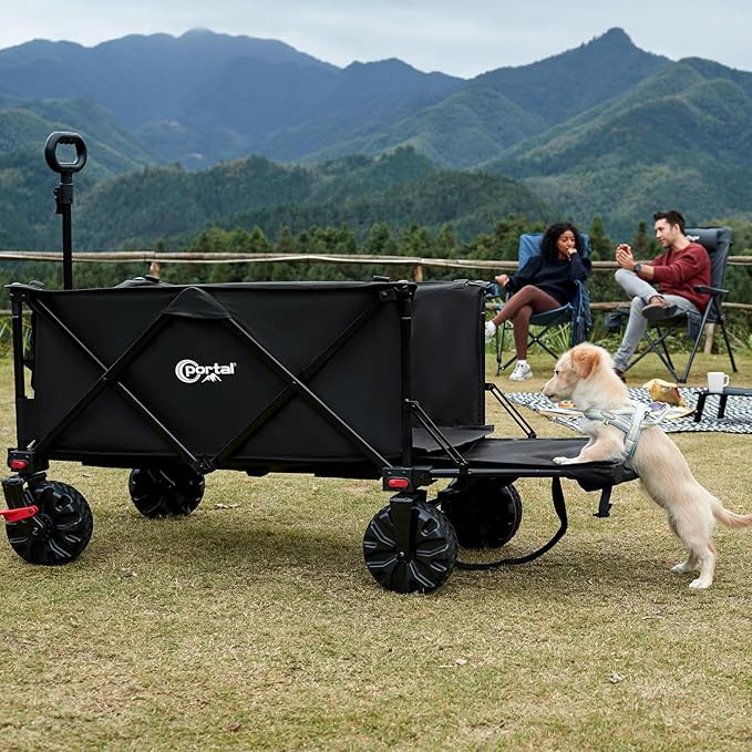 Portal 300L Large Wagons Carts Foldable with Tailgate, 550LB Heavy-Duty Collapsible Beach Wagon with All-Terrain Wheels, Oversized Folding Wagon for Camping, Sports, and Pets | Large Heavy-Duty Collapsible Beach Wagon with All-Terrain Wheels, Oversized...