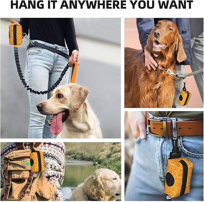 Citrus Orange Slices Pet Waste Bag Dispenser 0.2L | Portable Dog Poop Holder Waste Bag With Zipper Park Doggy Walking Accessory