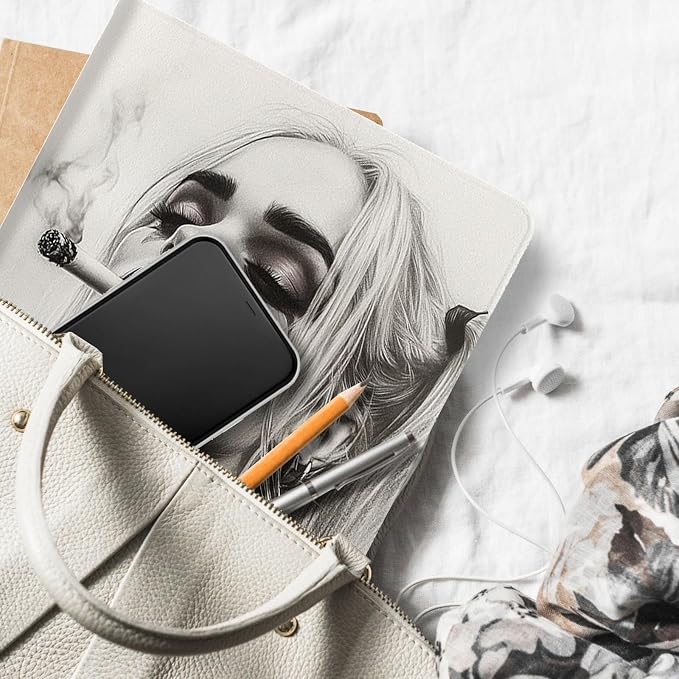 for Microsoft Surface Pro X/Pro X Plus-13 2019/2020/2021/2024 Tablet Case,Auto Wake/Sleep,Adjustable Stand Protective Cover - Smoking Girl Illustration