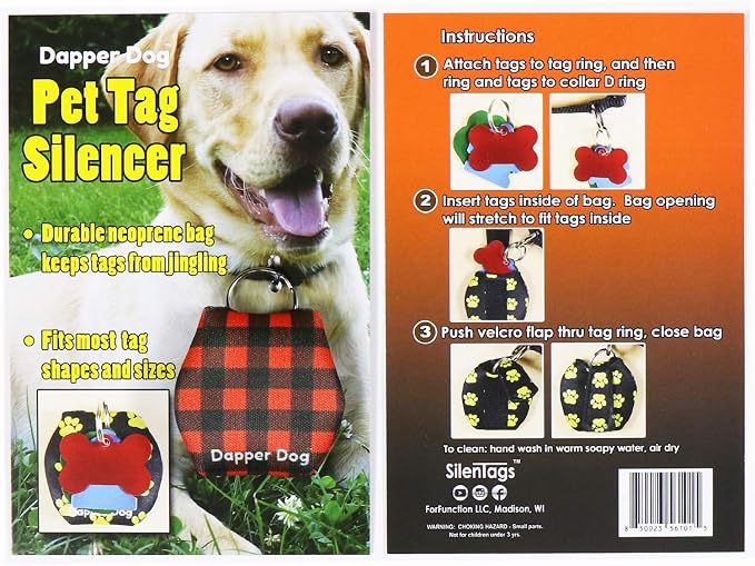 Dapper Dog - Dog Tag Silencer with Tag Ring (Red Checkered)