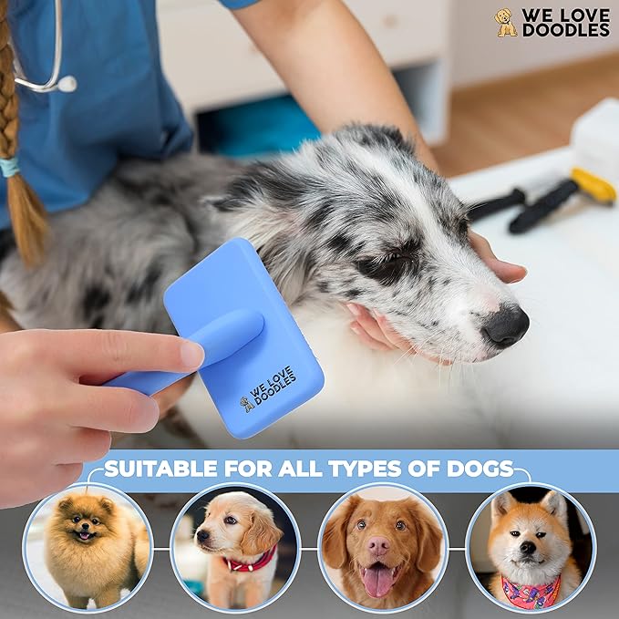 We Love Doodles Small Slicker Brush & Lavender Detangler Spray Pack - Dog Leave-in Conditioner for Reducing Mats, Knots & Tangles, Dematting & Conditioning Grooming Kit, 16 oz
