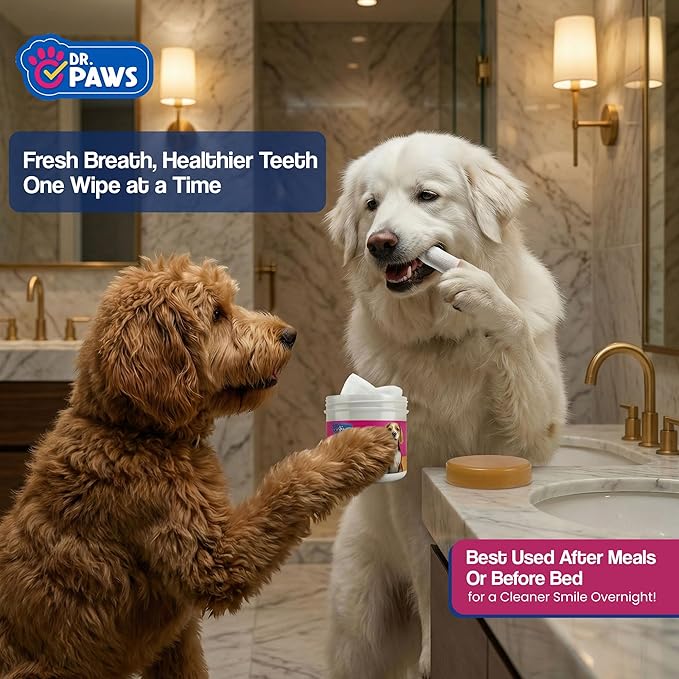 Pet Dental Finger Wipes - Natural Ingredients, Easy to Use Dog Teeth Cleaning Wipes for Effective Dog Teeth Cleaning - Ideal Dog Dental Wipes for Optimal Oral Hygiene (Peanut Butter)