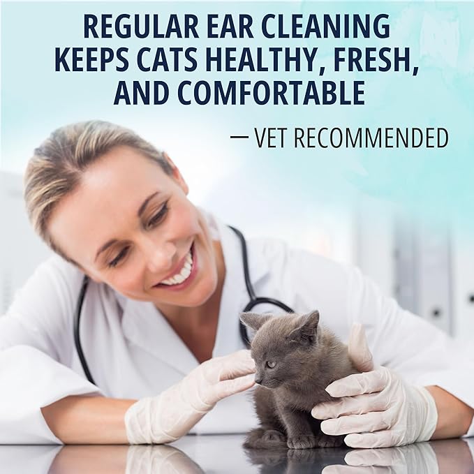 NOVEHA 150 PCs Cat Ear Wipes that Gently Clean & Soothe Sensitive Cat Ears; Soft Ear Cleaner for Removing Wax, Dirt & Odor; Alcohol-Free Ear Care with pH Balanced Formula; Unscented Grooming Care