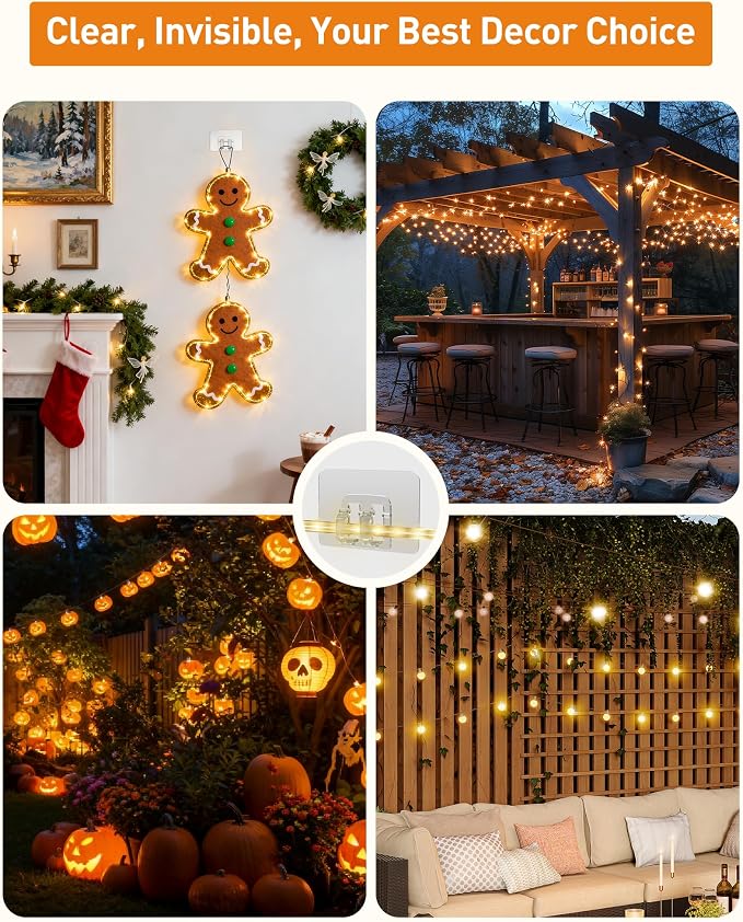 Cable Sleeve and Hooks for Outdoor String Lights Clips
