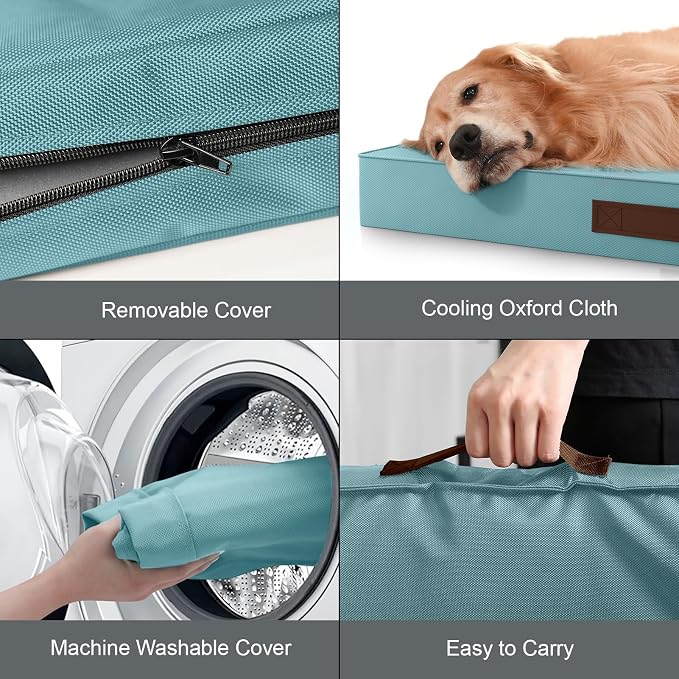 Outdoor Waterproof Orthopedic Dog Bed for Large Dogs | Egg Crate Foam for Joint Support, TPU Waterproof Layer, Machine Washable 1680D Oxford Cover, 36 x 27 Inch, Up to 65 lbs