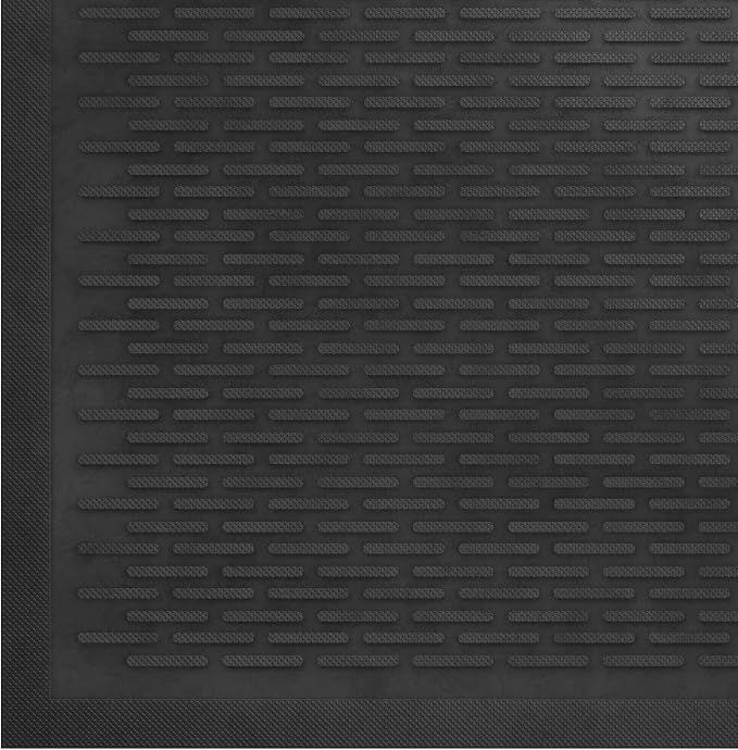 Ottomanson Waterproof Rubber Outdoor Doormat – Heavy-Duty Non-Slip Rubber Floor Mat with Ridge Scraper Pattern, All-Weather Front Door Entry Mat for Mud & Dirt Control – 35" x 60", Black