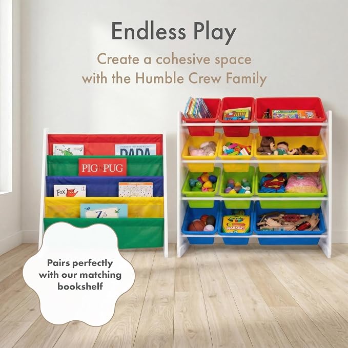 Humble Crew Kids Toy Organizer with 12 Bins, 4 Tier Storage for Playroom