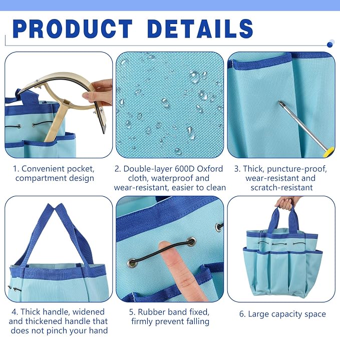 Abbylike Grooming Tote,Vintage,15 x 12 x 5.5 Inch,Blue | Tote Bag for Horses and Dogs, Organize Tack Tools Equestrian Grooming Kit, Care Portable with Multiple Pockets for Supplies