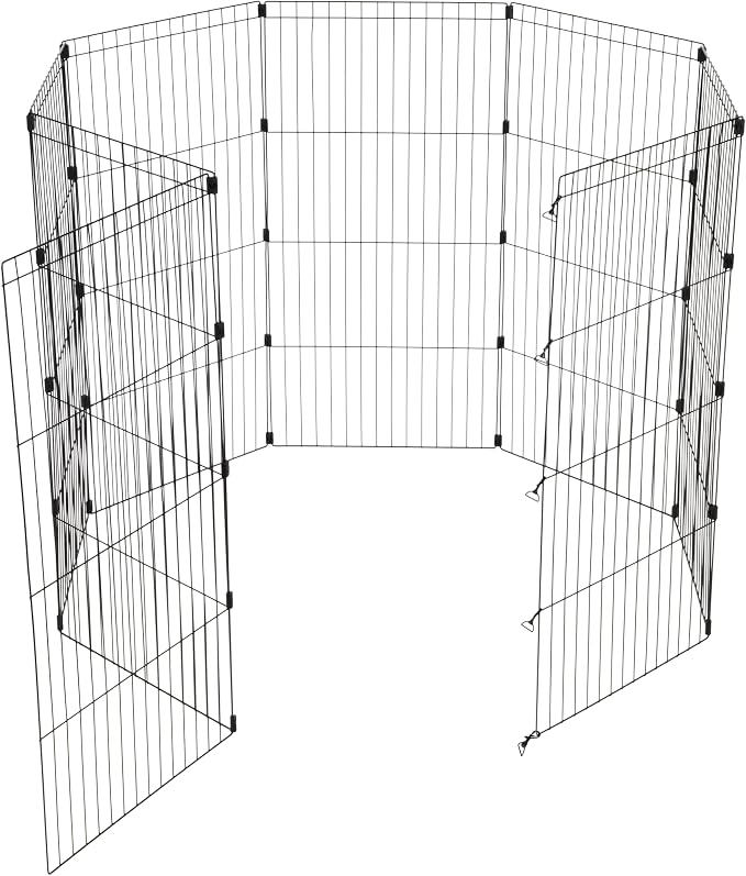 IRIS USA 48" 8-Panel Metal Pet Dog Puppy Playpen, Indoor/Outdoor Dog Fence, 58 x 58 x 48, Foldable, Customizable, Black