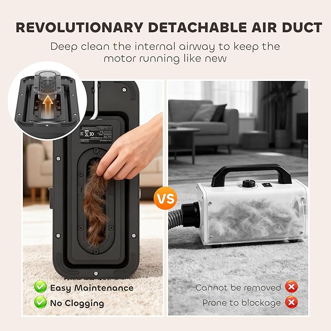 PawHut Dog Grooming Vacuum & Dryer, 5 in 1 Pet Grooming Kit with 50dB Low Noise Electric Clipper, 12Kpa Powerful Dog Vacuum for Shedding Pet Hair, Adjustable Speed & Temperature, 1.8L Canister
