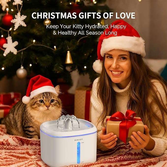 Cat Water Fountain,84oz/2.5L Pet Cat Fountain – Ultra Quiet Upgraded Automatic Pet Water Dispenser with 8 Replaceable Filters, Indoor Cat & Dog Drinking Bowl