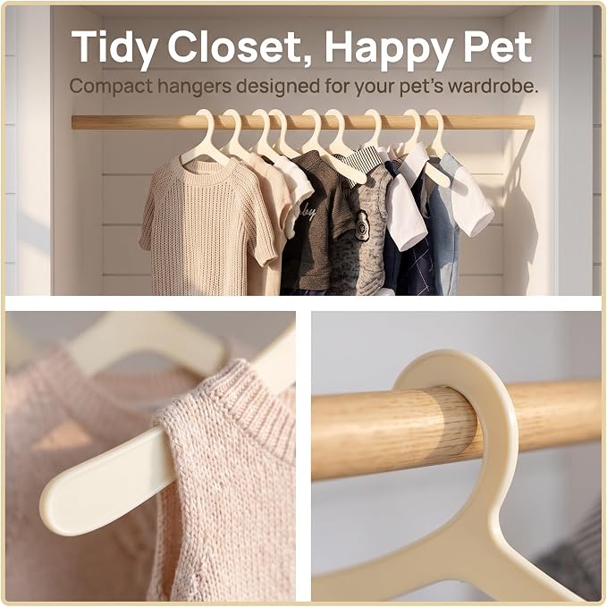 POPETPOP Dog Clothing Hanging Rack 20pcs Pet Clothes Hangers Plastic Storage Rack