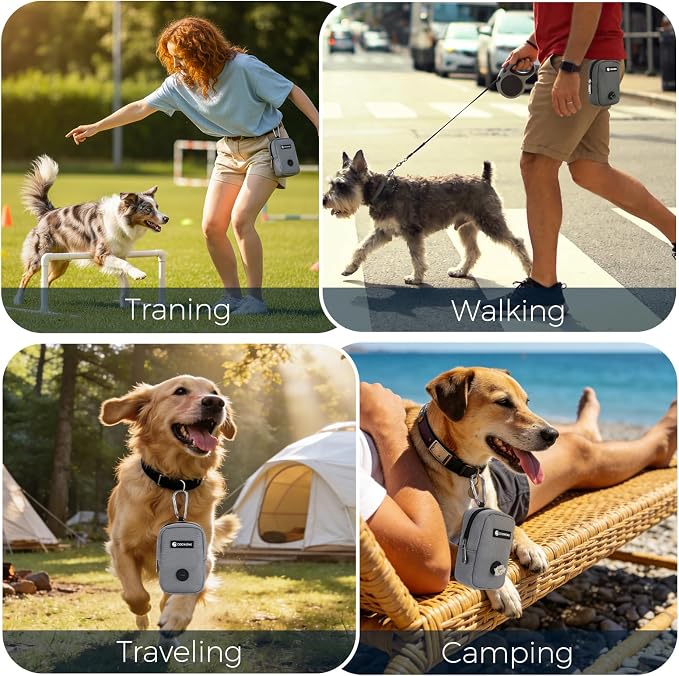 Dog Treat Pouch with Clip, Treat Pouches for Pet Training, Small Dog Treat Container Treat Bag for Leash, Waterproof Dog Treat Bag, Hands-free Training Pouch