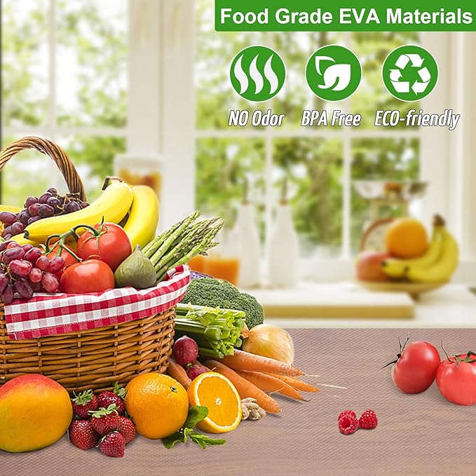 Anoak Shelf Liner, 12 Inches x 10(120.1 Inch) FT Non-Slip Cabinet Liner, Diamond Pattern Clear