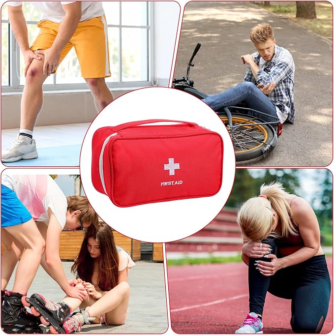 12 Pack Empty First Aid Bag, Emergency Bag Empty, First Aid Case, Portable Medical Storage Pouch for Camping Hiking Travel Home Office (Red)