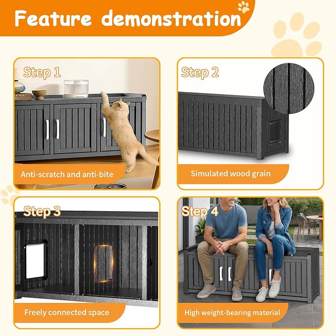 ROJIK Shoe Cabinet Waterproof UV-Resistant,Storage Bench Indoor Outdoor with Adjustable Shelves,for Entryway Bedroom,Hallway,Living Room(3 Door, Light Black)