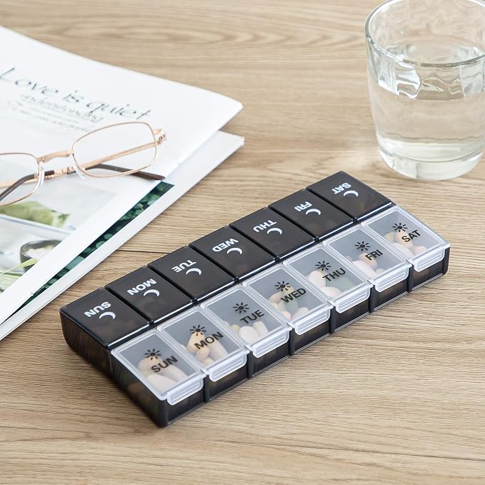 7 Day Pill Organizer 2 Times a Day, Large Weekly AM PM Pill Box, Day Night Medicine Organizer, Pill Case Twice A Day, Pill Container