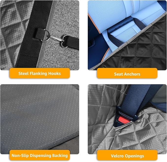 Large Dog Car Seat, Back Seat Extender for Dogs with Hard Bottom | Waterproof Medium Carseat for Dogs with 3 Mesh Windows, Pet Seat Cover for Cars, Trucks and SUVs