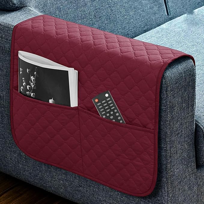 Sofa Armrest Organizer Comfortable Anti-Slip Waterproof | Recliner Arm Protector for Books Tablet Phone TV Remote Cellphone Book Phones Pets Chocolate Remote Control Snack