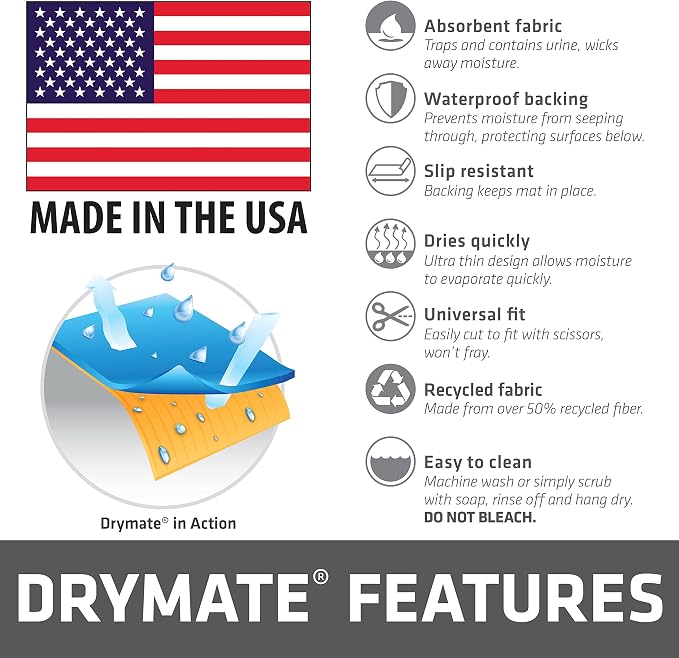 Drymate Dog Crate Mat Liner, Absorbs Urine, Waterproof, Non-Slip, Washable Puppy Pee Pad for Kennel Training - Use Under Pet Cage to Protect Floors, Thin Cut to Fit Design (USA Made) (LGrey)(29"x48")