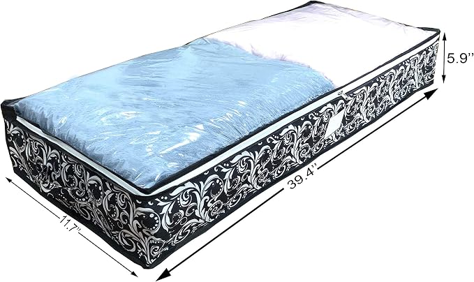 Under Bed Storage Bags, Organizer Storage Containers, 39.4 Lx11.7 Wx5.9 H Inches, Washable Strong with Transparent PVC Window